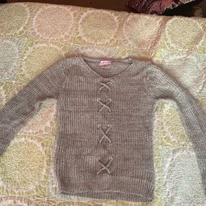 Girls Gray Knit Sweater